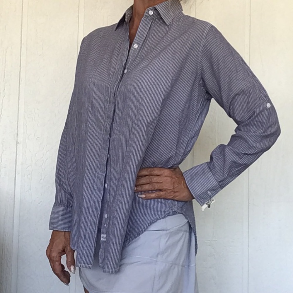 Rails Ella Slate/White Pinstripe Button Up Shirt … - image 4